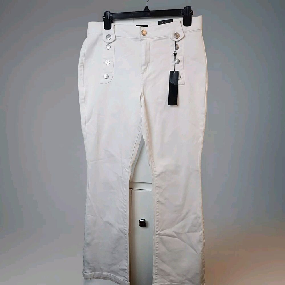 Women's Zoe + Phoebe White Jean Size 10 Slim Boot‎ High-rise
